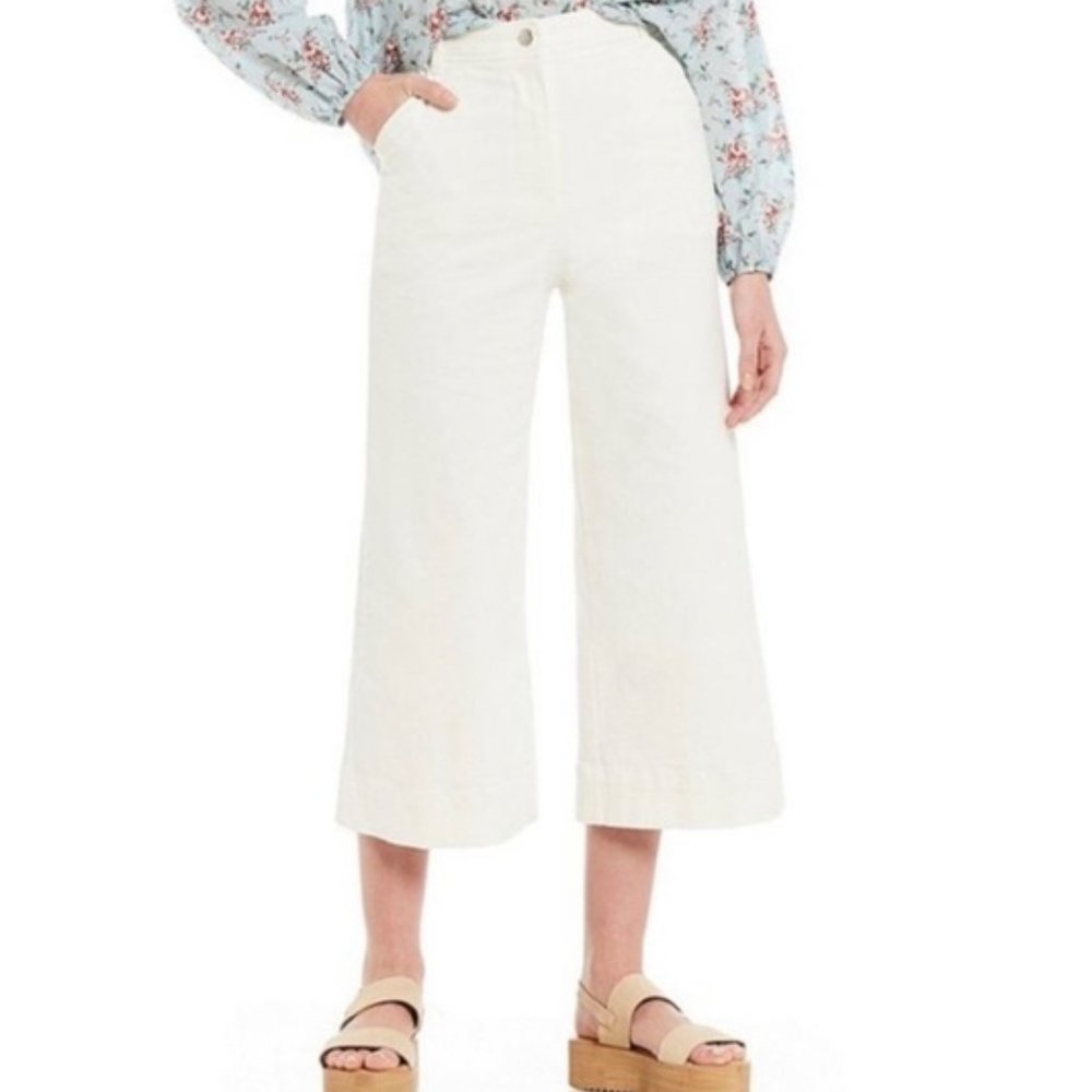 NEW Chelsea & Violet Bright White High Waisted Wide Leg Cropped Jeans Size 29